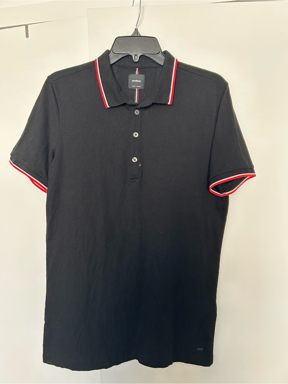 Strellson Black Polo with Red and White Trim